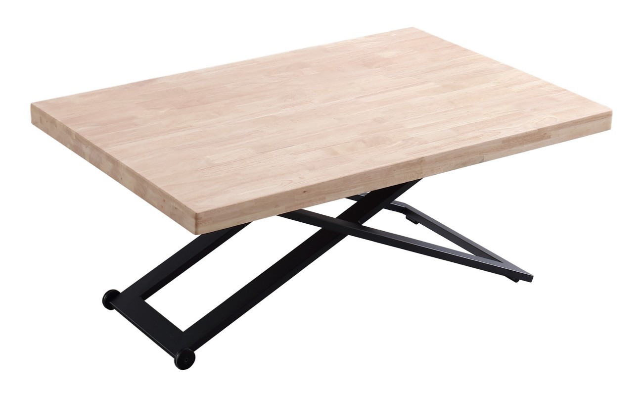 MESA CENTRO ELEVABLE EZO 120 x 80 CM ROBLE NORDICO / NEGRO.