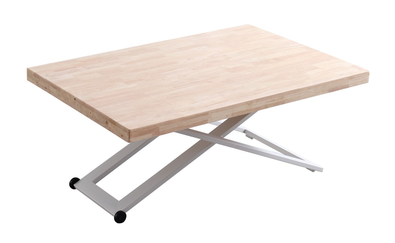 MESA CENTRO ELEVABLE EZO 120 x 80 CM ROBLE NORDICO / BLANCO