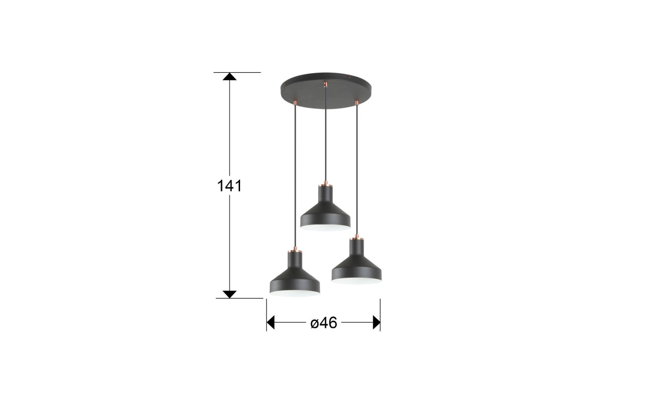 I3-IRIAS- LAMPARA 3L NEGRO-COBRE D45