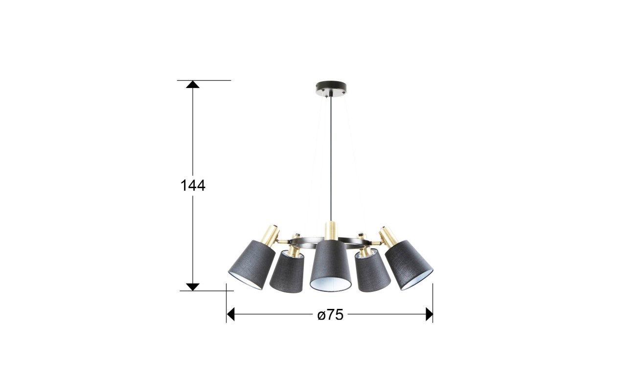 I3-GISELA- LAMPARA 5L NEGRO-LATON