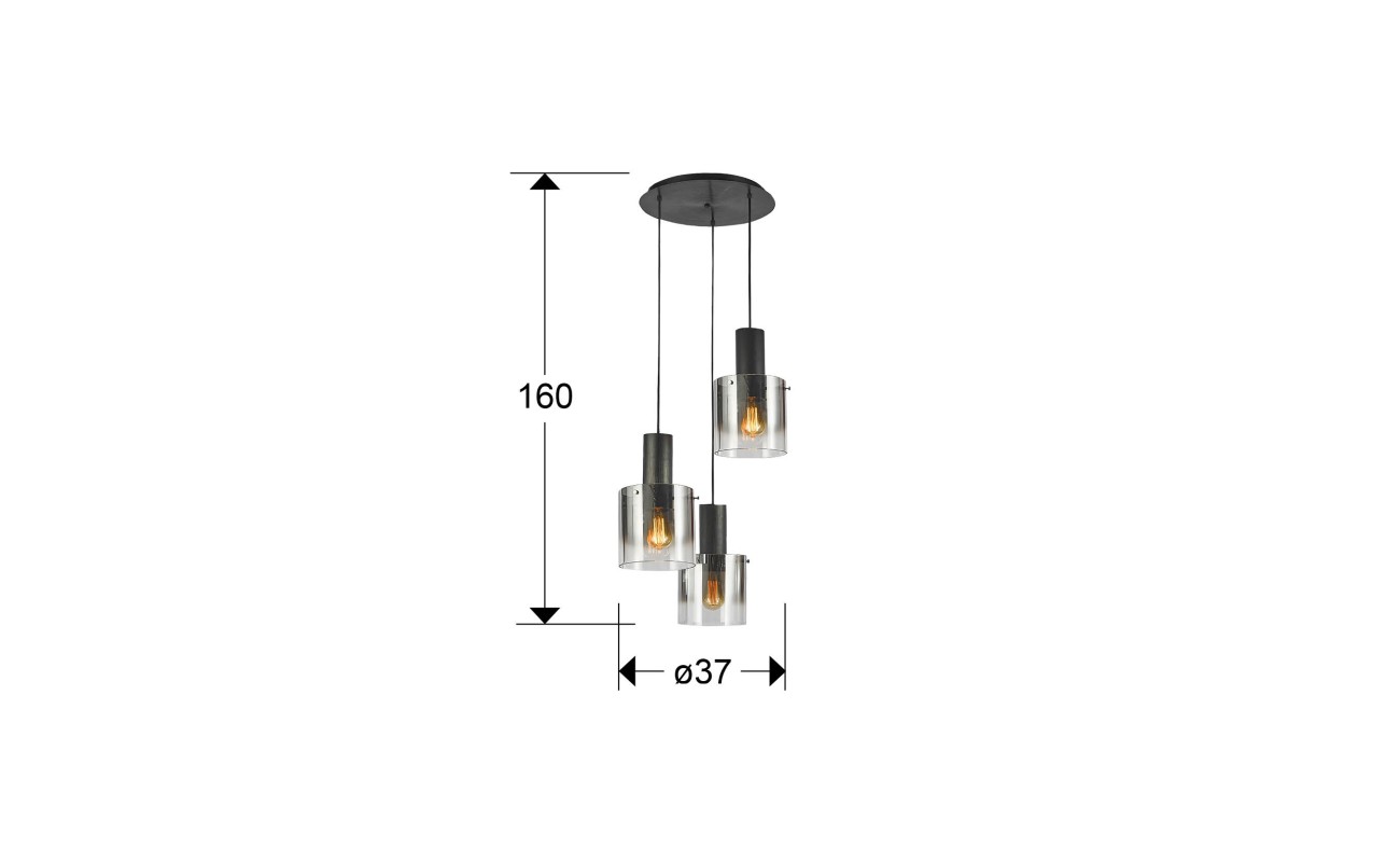 I3-VENIZE- LAMPARA 3L NEGRO-SMOKE