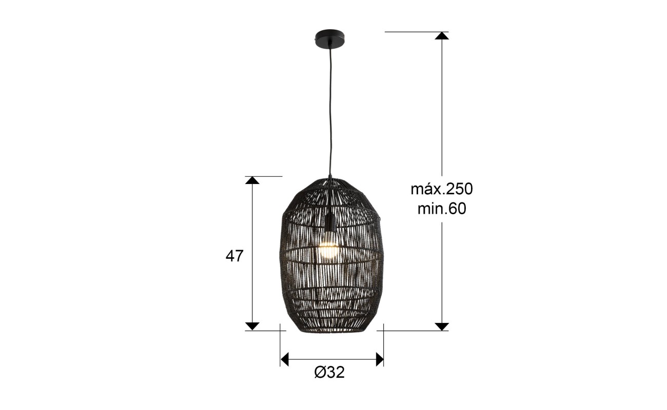 TIZNE-LAMP PAPEL TRENZADO NEGRO 30D