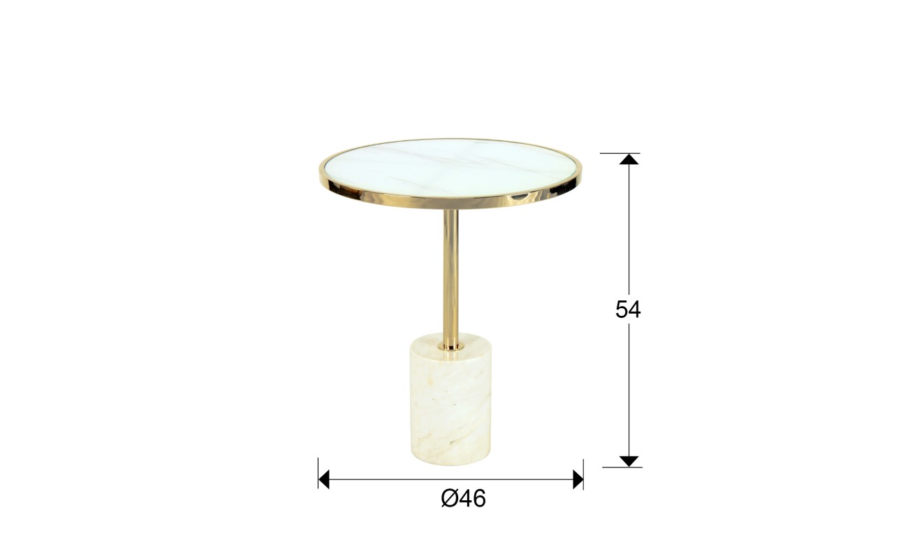 MESA AUX.·DEKALA·BLANCO/ORO Ø46
