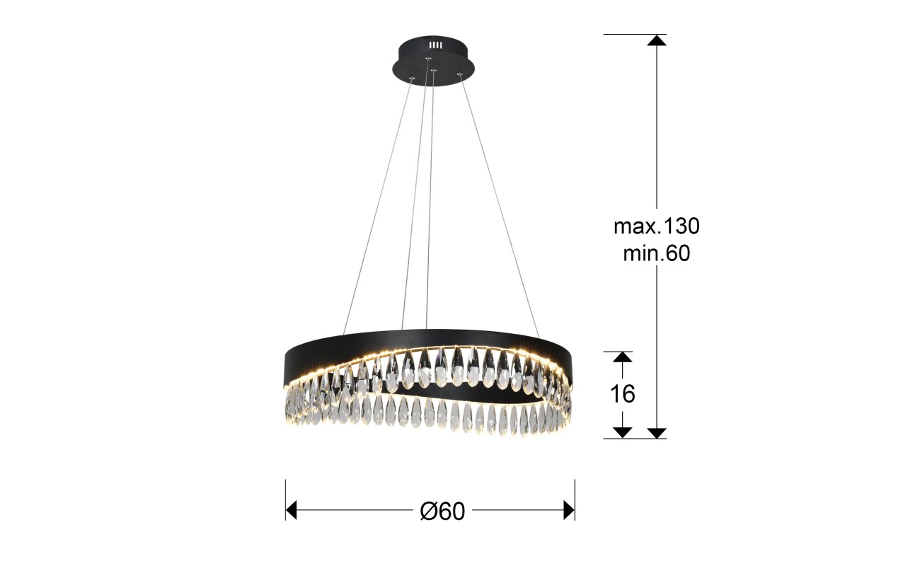 SELENE - LAMP Ø60 NEGRO-CRISTAL