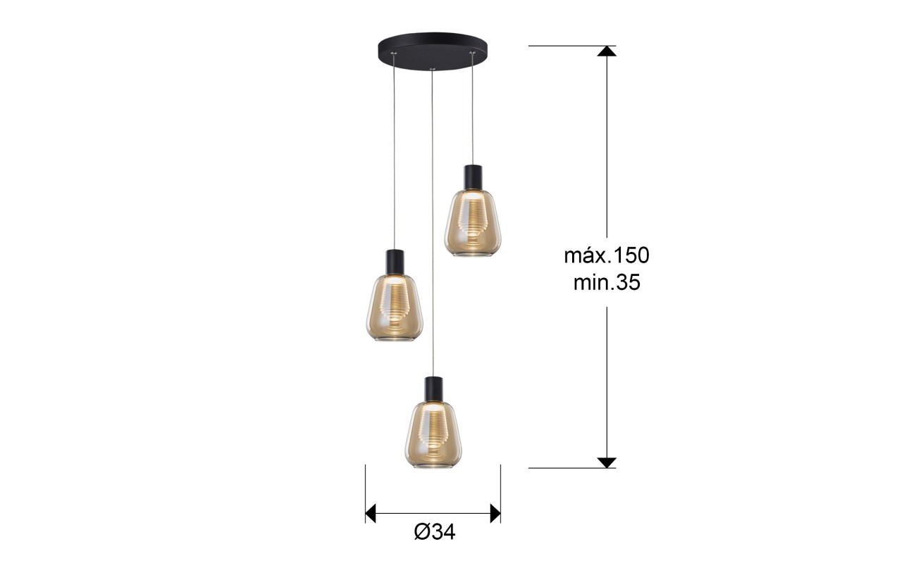 I3-CARISA- LAMPARA 3L NEGRO D35