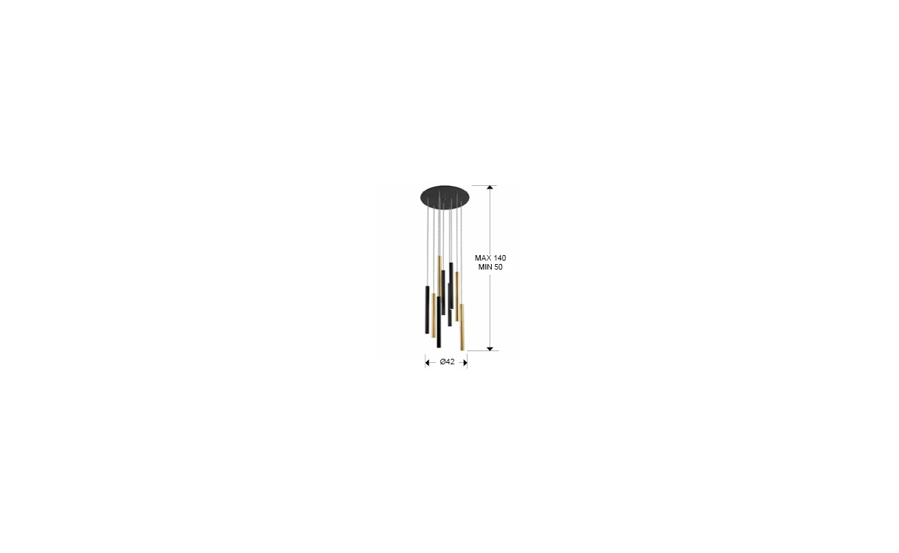 LAMPARA·VARAS·ORO/NEGRO 9L DIMABLE