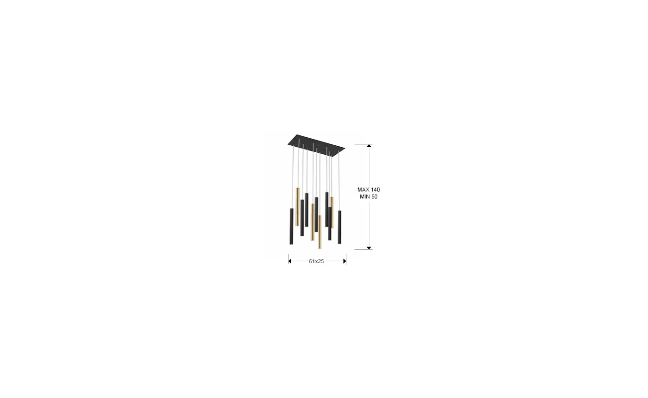 LAMPARA·VARAS·ORO/NEGRO 11L DIMABLE