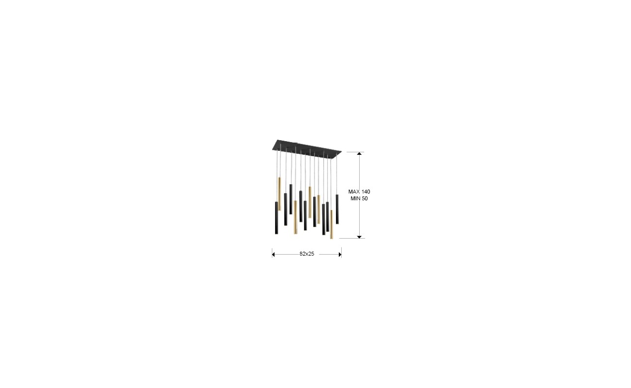 LAMPARA·VARAS·ORO/NEGRO 14L DIMABLE