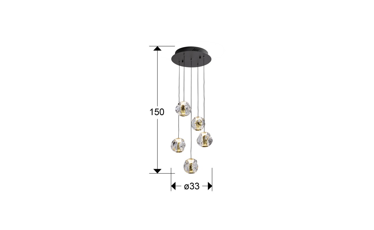 ZARIA- LAMP 5L- NEGRO/ORO/TRANSP D30 DIM