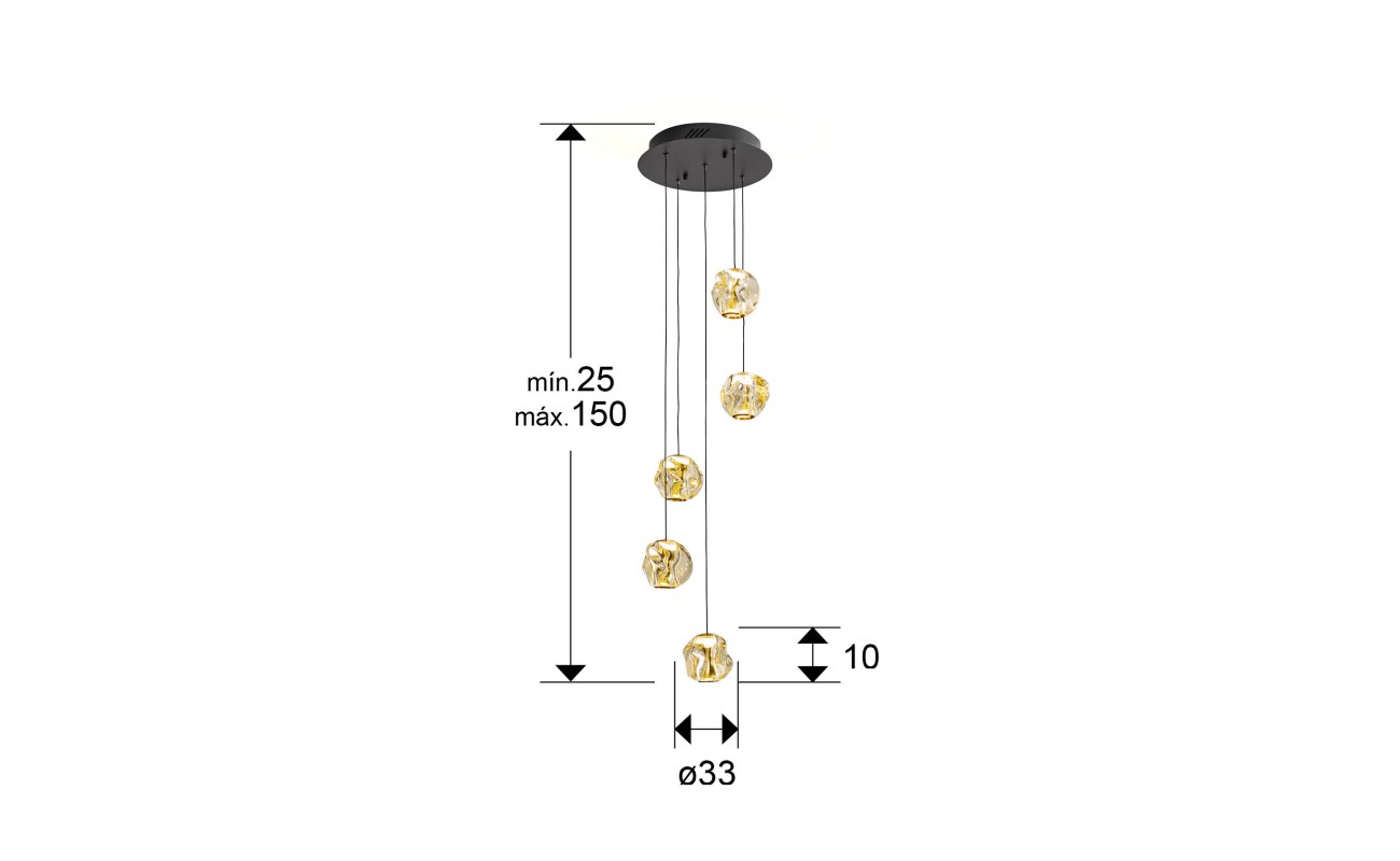 ZARIA-LAMP 5L-NEGRO/BRONCE/AMBAR D25 DIM