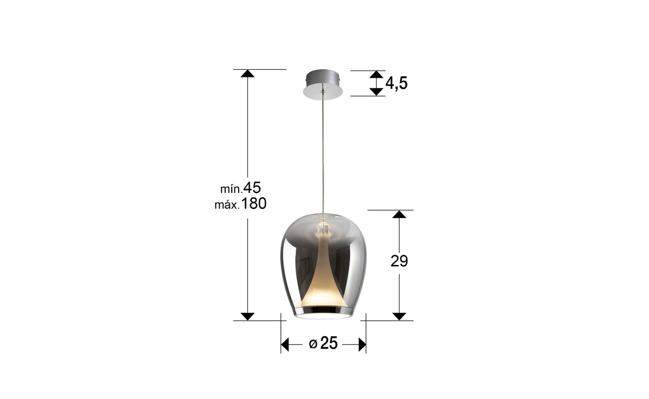 SUSPIRO- LAMPARA CROMO/SMOKY D25