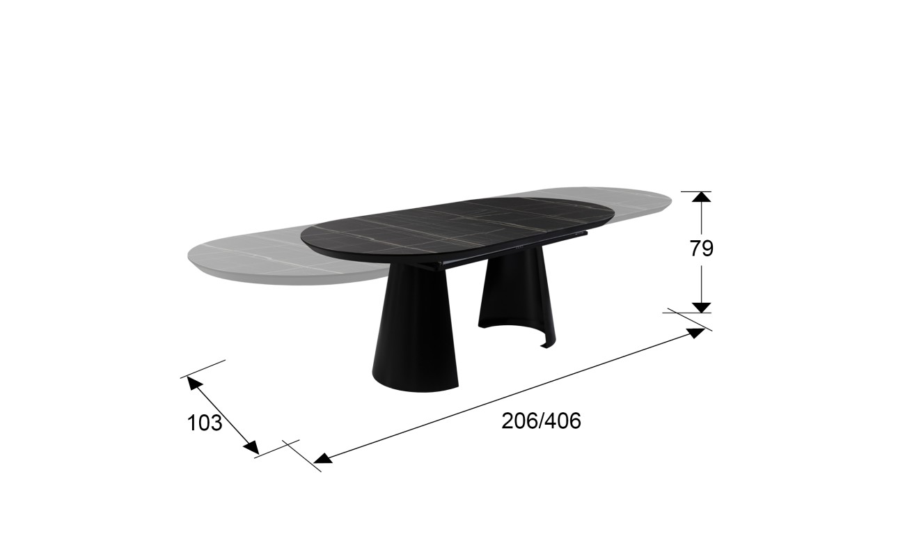 CAPRI -MESA COMEDOR- T MARMOL NEGRO
