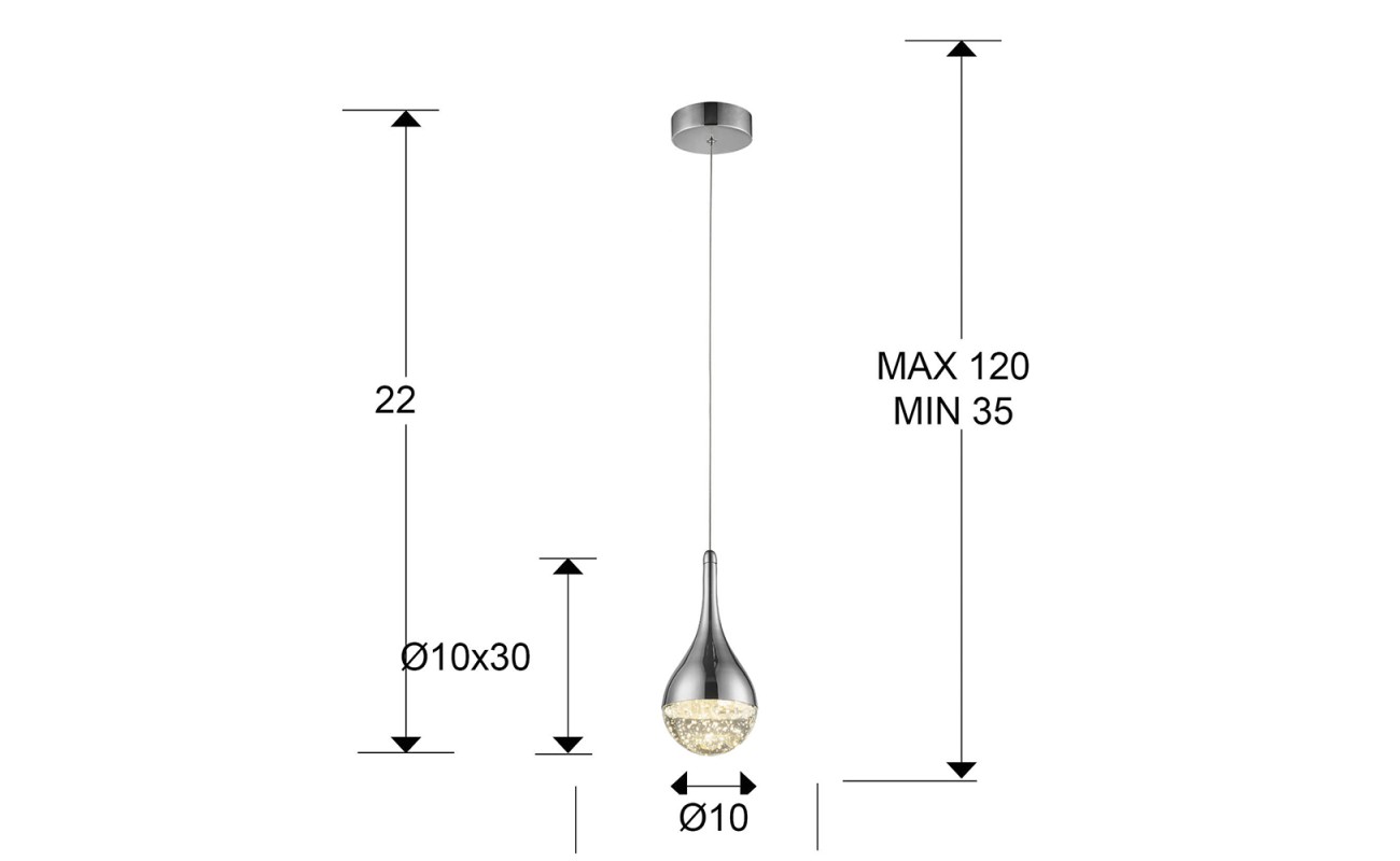 LAMPARA 1L·ELIE·CROMO Ø10