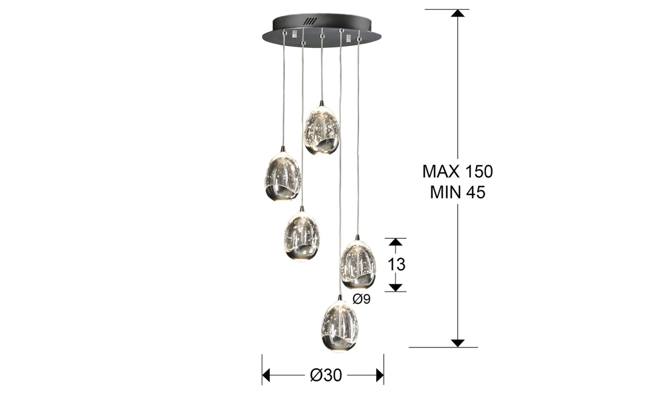 ROCIO- LAMPARA 5L CROMO 30D DIMABLE