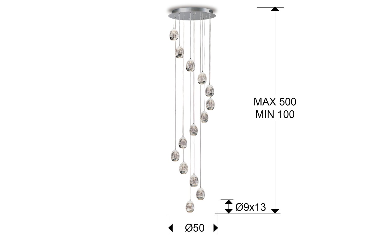 ROCIO-GRAN LAMP 14L CROMO 5M DIMABLE