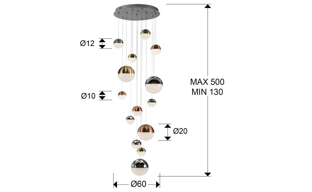 SPHERE-LAMPARA 14L D60 H500 DIMABLE