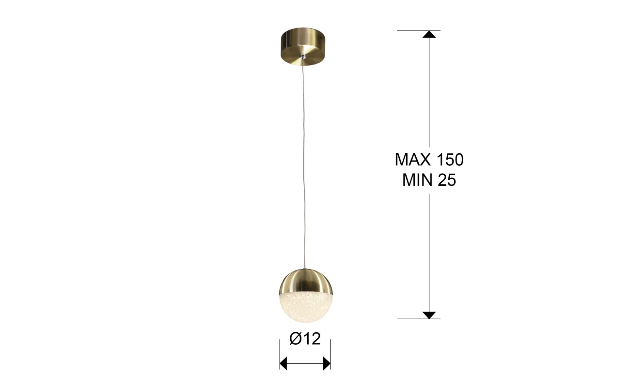 LAMPARA 1L LED ·SPHERE· Ø12 LATON