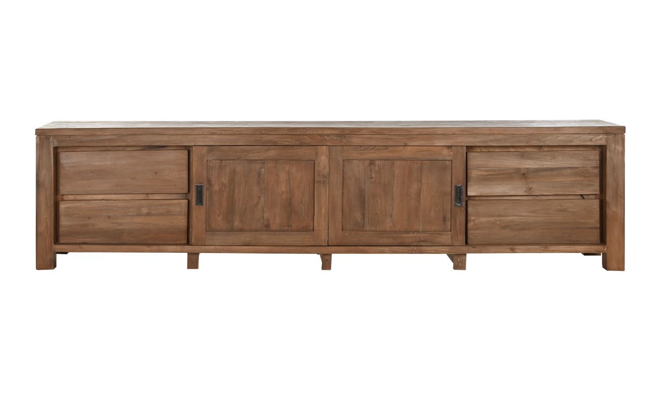 MUEBLE TV TECA RECICLADA 250X45X60 2 PURT 4 CAJ