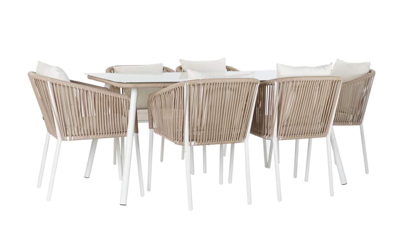 MESA SET 7 ALUMINIO POLIESTER 160X90X75 BEIGE
