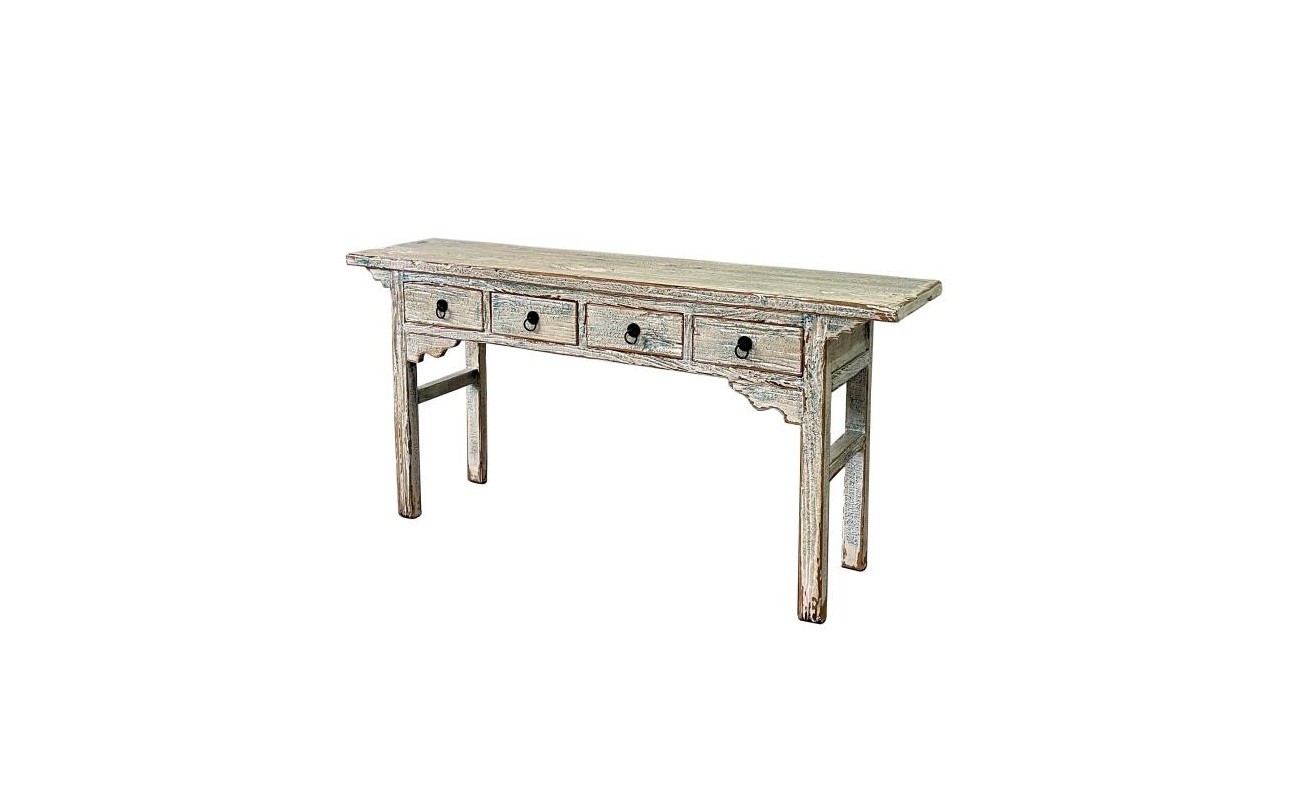 CONSOLA OLMO MACIZO 178X38X85 4 CAJ LACADO BICOLOR