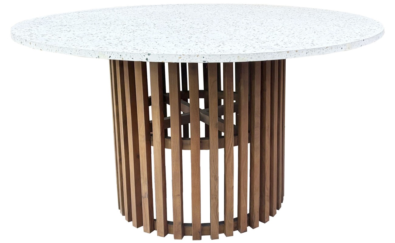 MESA COMEDOR ACACIA TERRAZO 130X130X76