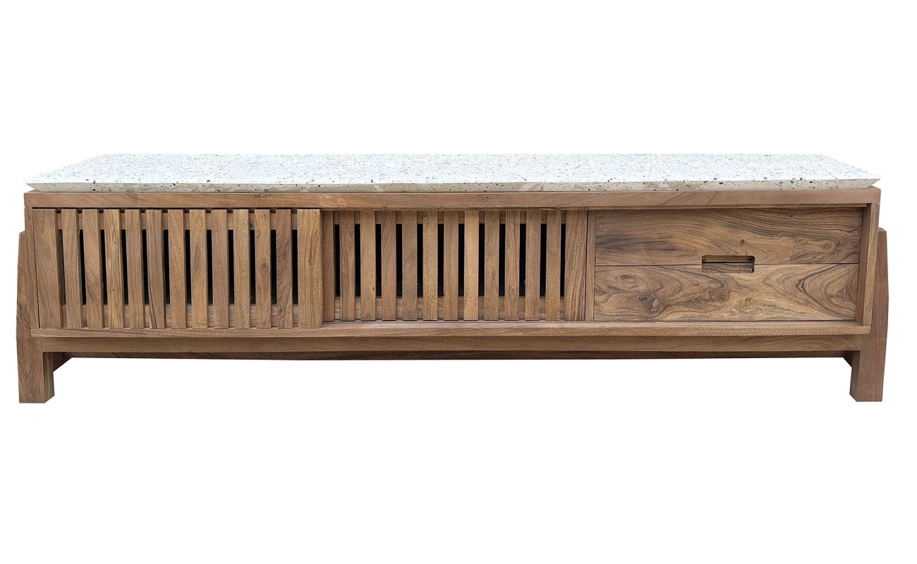 MUEBLE TV ACACIA TERRAZO 166X46X52