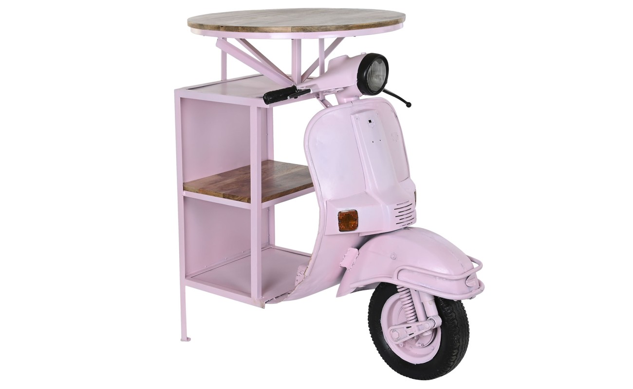 MESA HIERRO MANGO 116X72X110 MOTO ROSA PALO