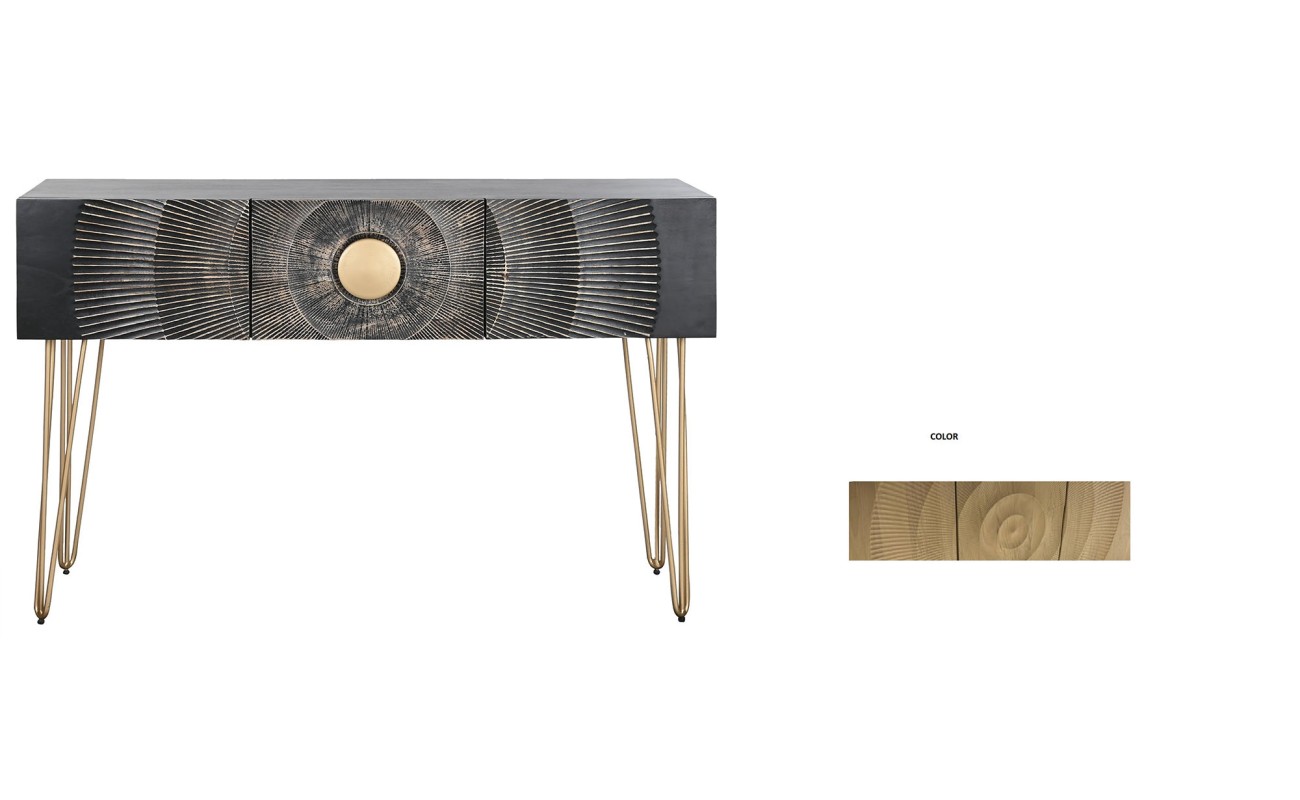 CONSOLA MANGO METAL 120X38X76 MANDALA NATURAL
