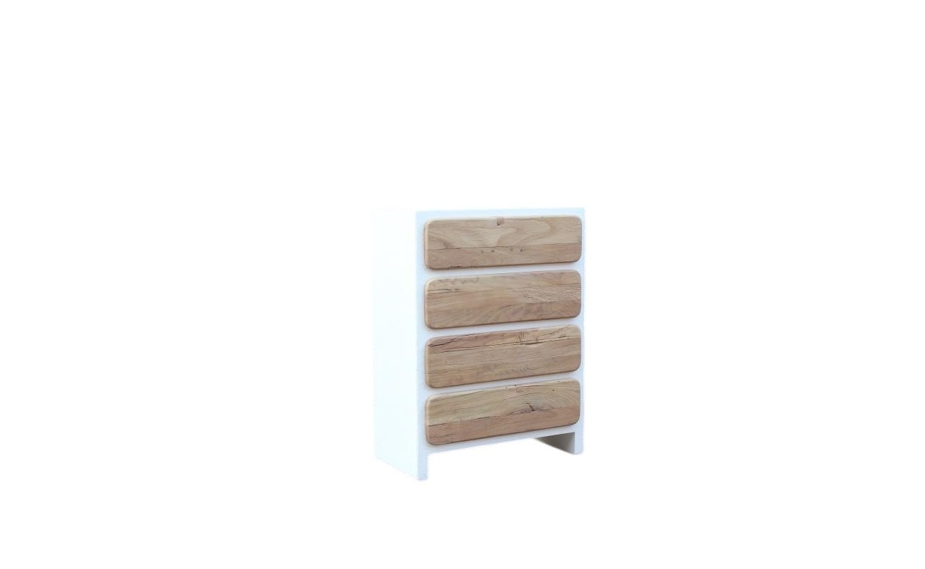 CHIFONIER MADERA RECICLADA MANGO 80X40X105 BLANCO
