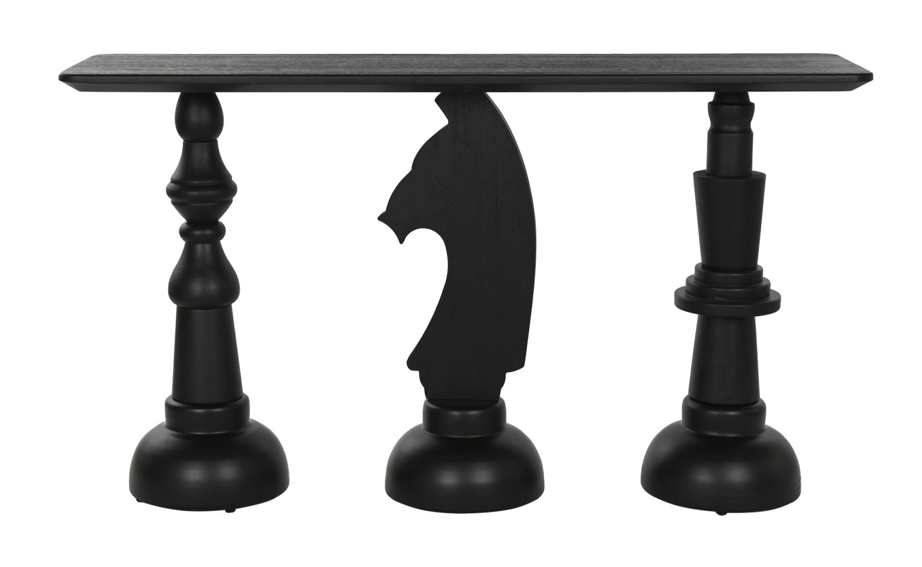 CONSOLA ABETO MDF 140X40X80,5 AJEDREZ NEGRO