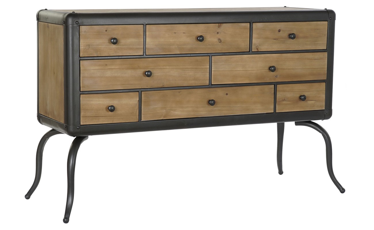 CAJONERA ABETO METAL 129X42X79 NATURAL