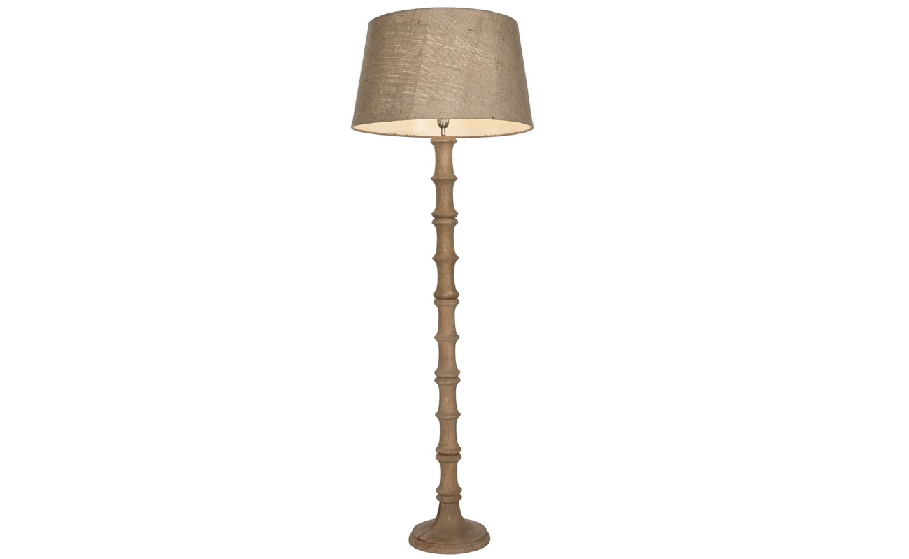 LAMPARA PIE MADERA YUTE 58X58X178 TALLADA