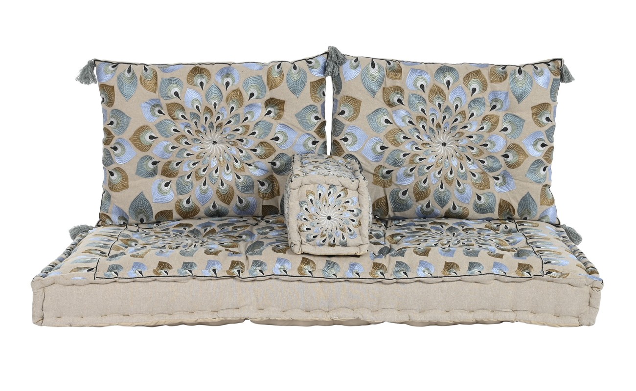 SILLON SET 4 ALGODON 150X76X20 DOBLE AZUL